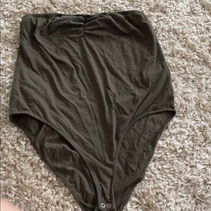 Strapless army green body suit